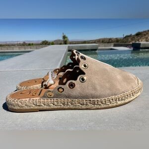 Beige Suede Espadrille Kanna with Grommet Detail NWT